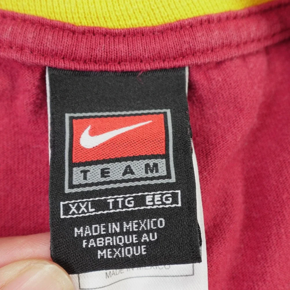 USC Trojans T-Shirt Mens XXL Red Yellow Ringer Short Sleeve Nike Team NCAA